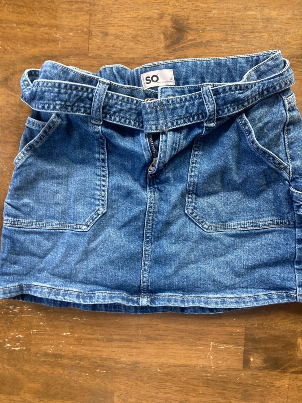 SO Blue Denim Mini Skirt with Waist Belt